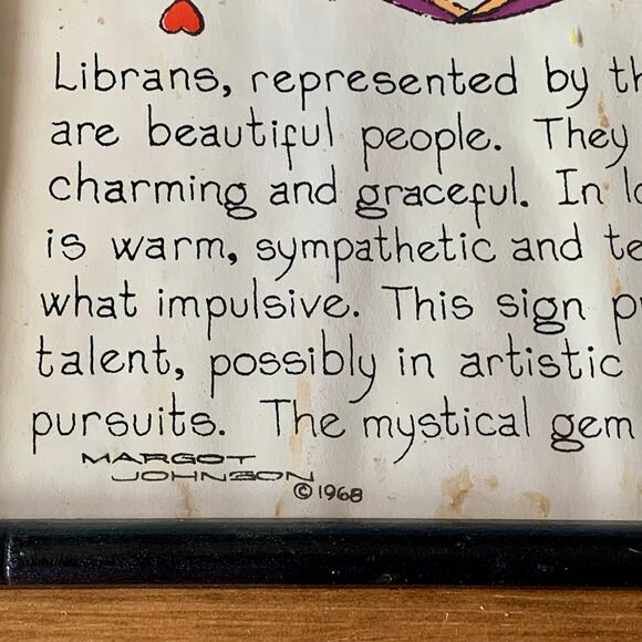 LIBRA Zodiac Horoscope Print Margot Johnson Modern Pop Art Vtg NY 1968 - Picture 4 of 10